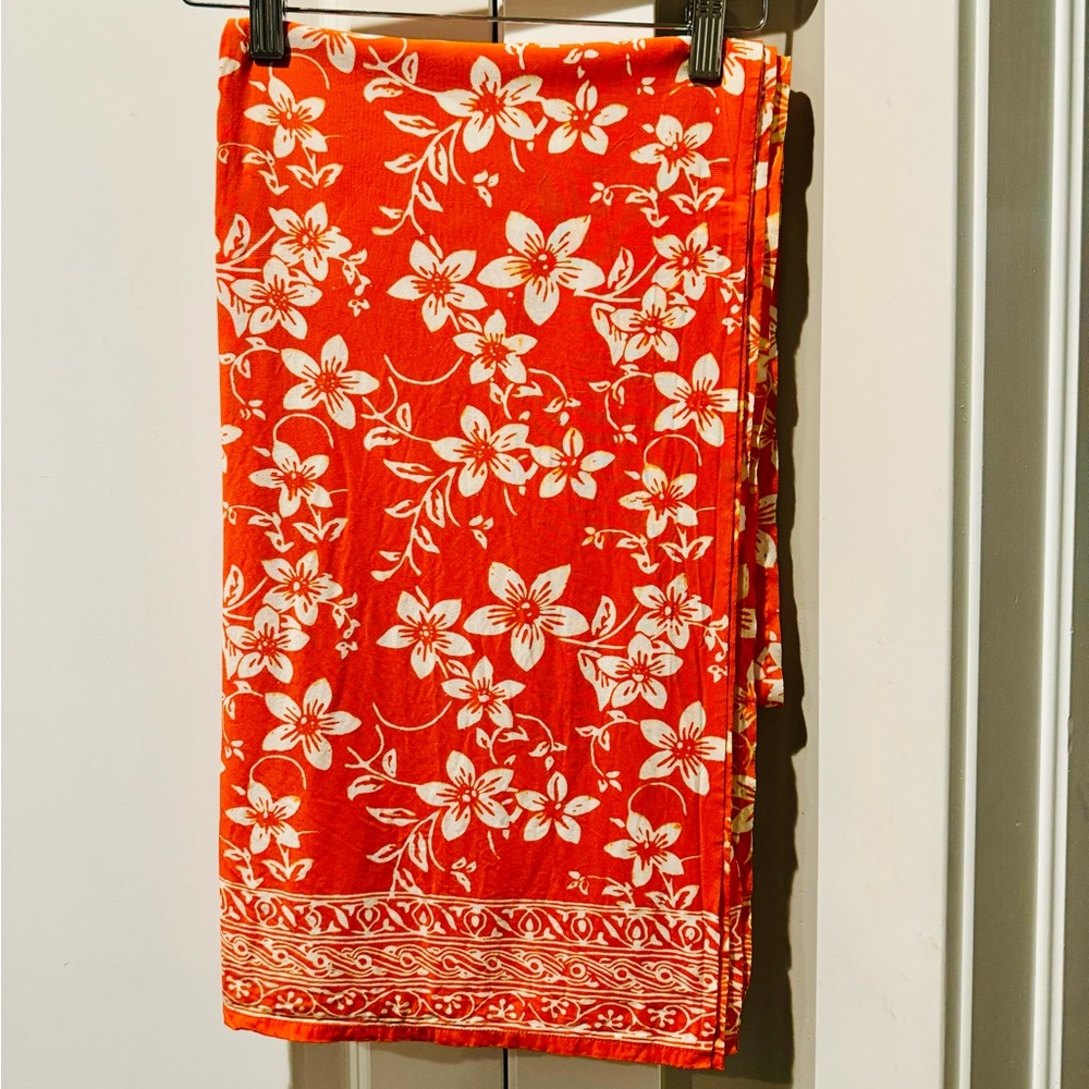 Hawaiian print tangerine colored beach wrap